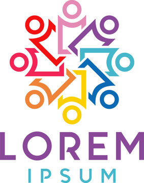 Abstract Colorful Social People Logo Template