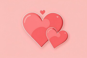 A tender embrace of two hearts, symbolizing love's gentle strength and enduring bond, showcased in soft pink hues with a simple, clean background.