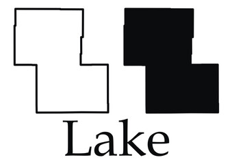 Lake (Oregon) city map with black border outline vector