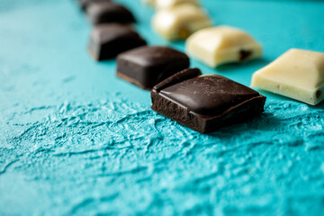 close up of a chocolate white milk and dark