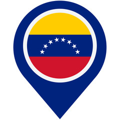 Venezuelan pride shines brightly in this vibrant map marker design, showcasing the nation's flag in bold colors and a clean, simple style.