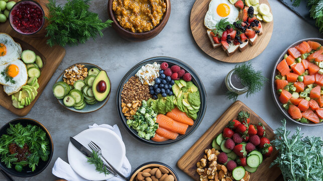 Variety Of Healthy Food On Table
