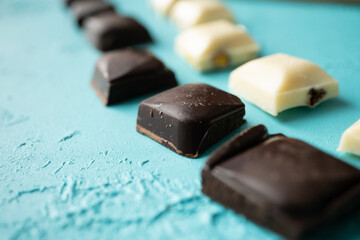 close up of a chocolate white milk and dark