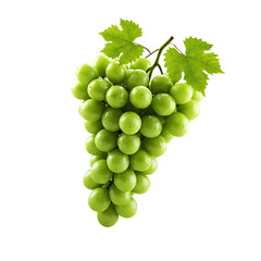 Obraz premium Closeup of a bunch of fresh green grapes with leaves