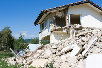 dramatic earthquake scene, symbolizing the immense power and destructive potential of seismic activity.
