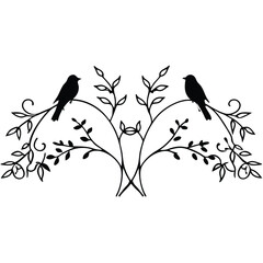 Birds silhouette vector collection white background.