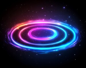 Obraz premium Neon Rings Space Background
