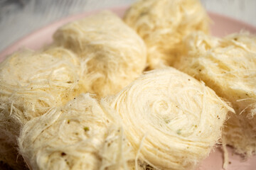 Turkish Sweet turkey Cuisine. Pismaniye White Halva Close-Up