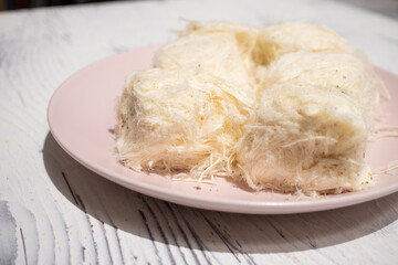 Turkish Sweet turkey Cuisine. Pismaniye White Halva Close-Up