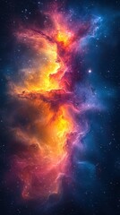 Vibrant cosmic nebula reflecting a spectrum of colors in deep space