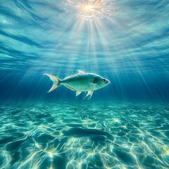 Sunlit Fish Underwater Scene.