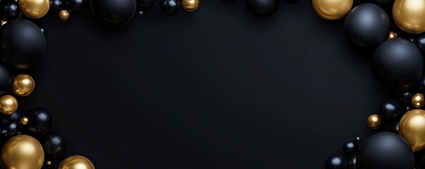Black and gold balloons background, party celebration, festive decoration, luxury event, elegant design 100