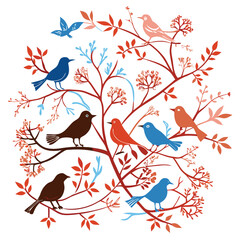 Birds silhouette vector collection white background.