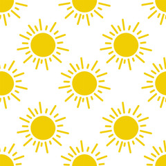 Bright yellow sun pattern on a white background for summer-themed design projects