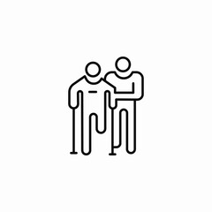 amputee walking aid icon sign vector