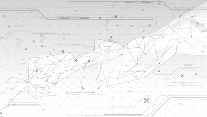 ネットワークトポロジーが斜めに連なるサイバー空間 - ホワイト