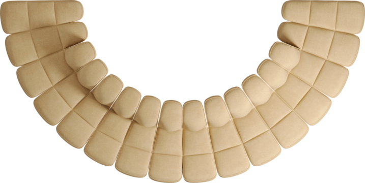 Top view of yellow curved modular sofa