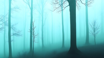 Obraz premium Misty Winter Forest with Teal Tones.