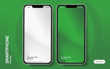 Realistic smartphone mockup. Mobile phone vector with isolated on white background. Device front view. 3D mobile phone with shadow. Realistic, high quality smart phone mockup for ui ux presentation.