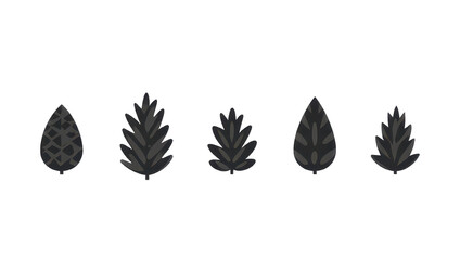 Fototapeta premium Abstract Dark Grey Leaf Shapes Set