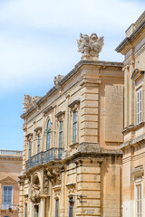 Historic Palace Facade in Mdina, Malta – Baroque Architecture with Ornamental Details