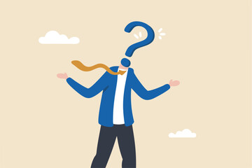 Anonymous businessman person, candidate or mention employee, who is this man, uncertainty, important person or unknown concept, anonymous businessman with question mark head unknown person.