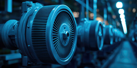 Fototapeta premium Modern electric motor. Manufacture of electric motors in an industrial company