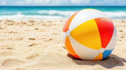Obraz premium Beach Ball on Sandy Shore: Summer Vacation Vibes