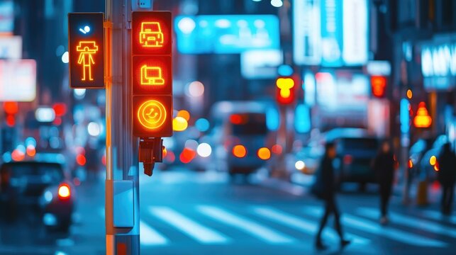 A smart traffic management system in a city, where AI algorithms adjust traffic lights, road signs, and pedestrian signals in real-time based on traffic flow.