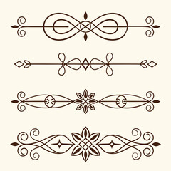a set of elegant thin brown decorative line 