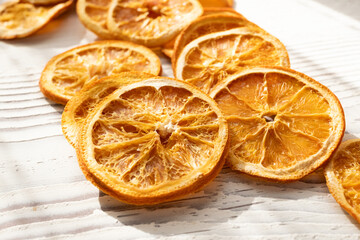 close up of dried orange slices