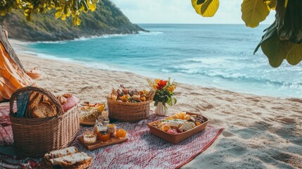 Seaside picnic indulgence, A coastal escape with delicacies and tranquility