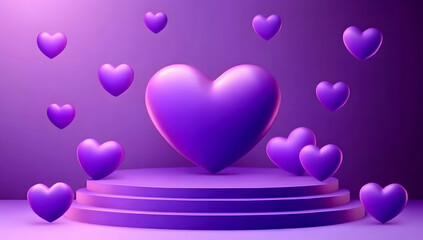 Purple Day. Purple Day creative background. Super sale valentine purple podium background vector illustration. purple heart shape vector illustration.
