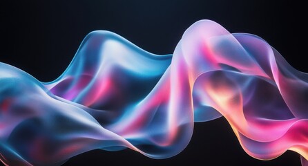Elegant flowing iridescent ribbon in vibrant hues on a dark background