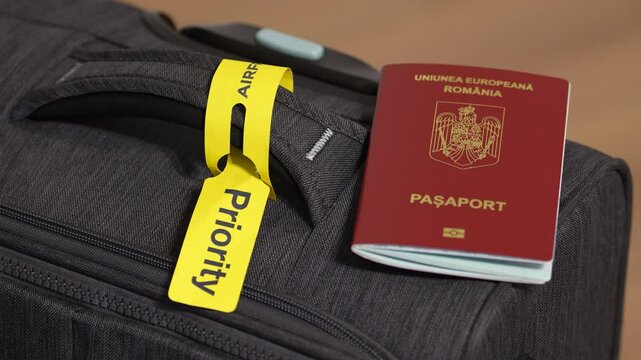  Romanian passport and priority tags