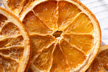 close up of dried orange slices