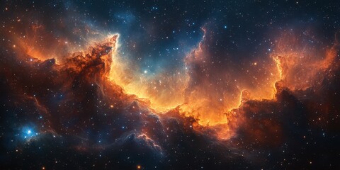 Fototapeta premium Cosmic nebula showcases vibrant colors and intricate patterns in deep space during a clear night