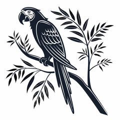 macaw black silhouette icon vector 