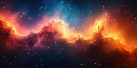 Colorful cosmic nebula glows in the vastness of space during a distant star-forming event