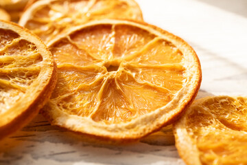 close up of dried orange slices