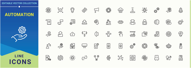 Automation linear icon. Contains such icons as development, innovation, ai, tech, process and more. Line symbol and sign. Technology line icon. Editable stroke vector art.