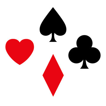 Design of playing cards of different shapes on a white background