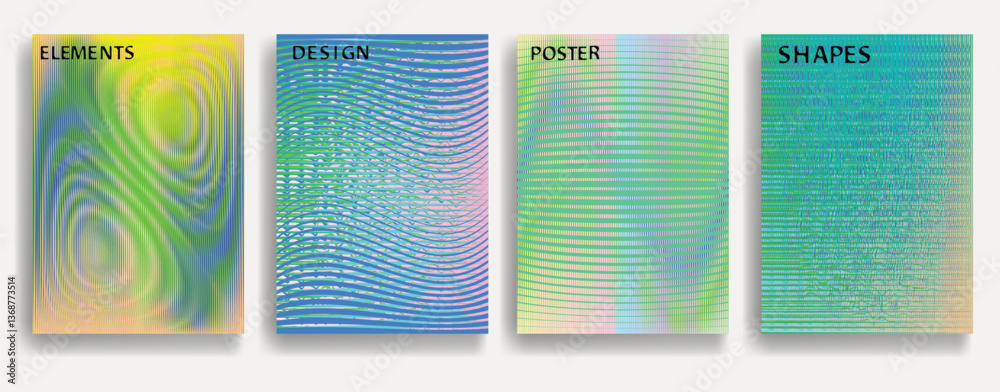 Poster glitch distorted geometric template brochures . modern art design . noise destroyed glitched flyer .