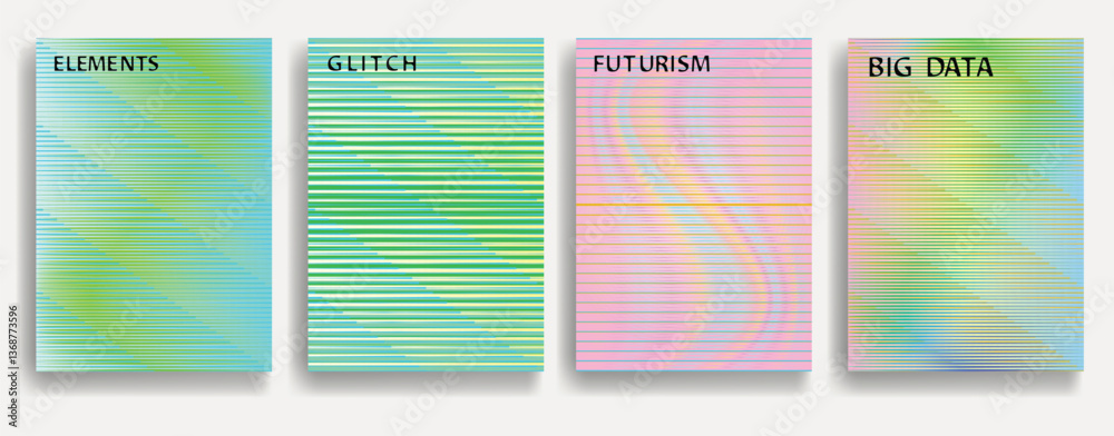 Poster glitch distorted geometric template brochures . modern art design . noise destroyed glitched flyer .
