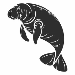 Manatee black silhouette icon vector