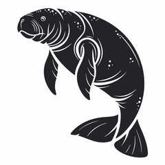 Manatee black silhouette icon vector