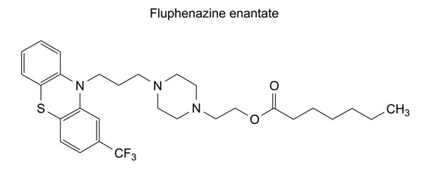 Chemical structure of fluphenazine enantate, drug substance