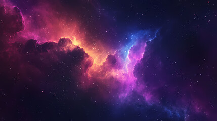 Fototapeta premium Cosmic cloud with vibrant nebulous glow and stardust against a dark backdrop. Nebulous Glow. Illustration