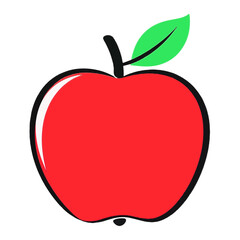 Fototapeta premium apple fruit, simple vector logo, white background, no shades of colors, just solid colors, high contrast, 2D flat design, vector illustration