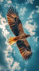 Fototapeta premium Majestic Eagle Soaring in a Cloudy Sky